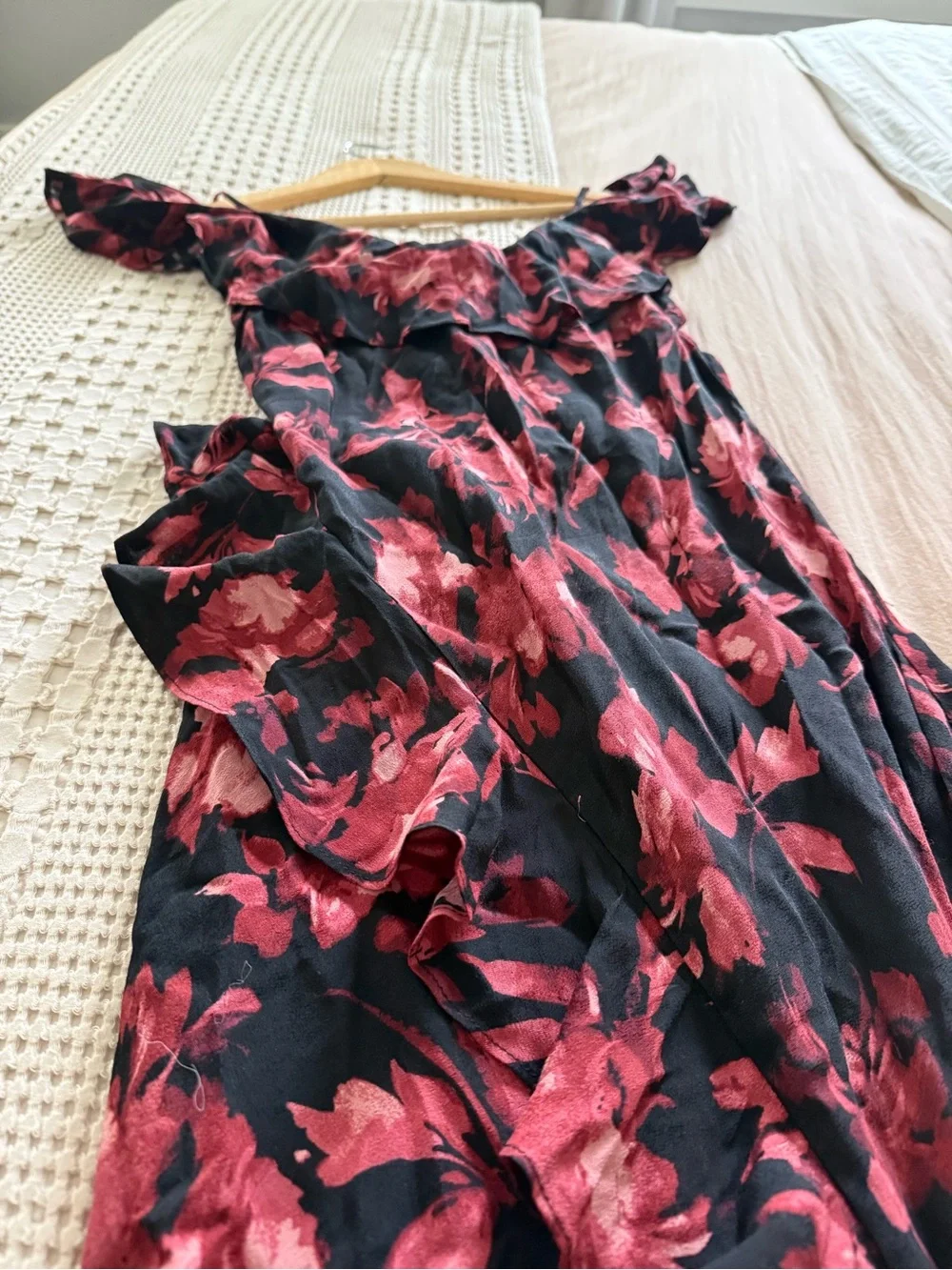 NEW a new day Black Dress with Pink and Red Floral Pattern‎ Size S
